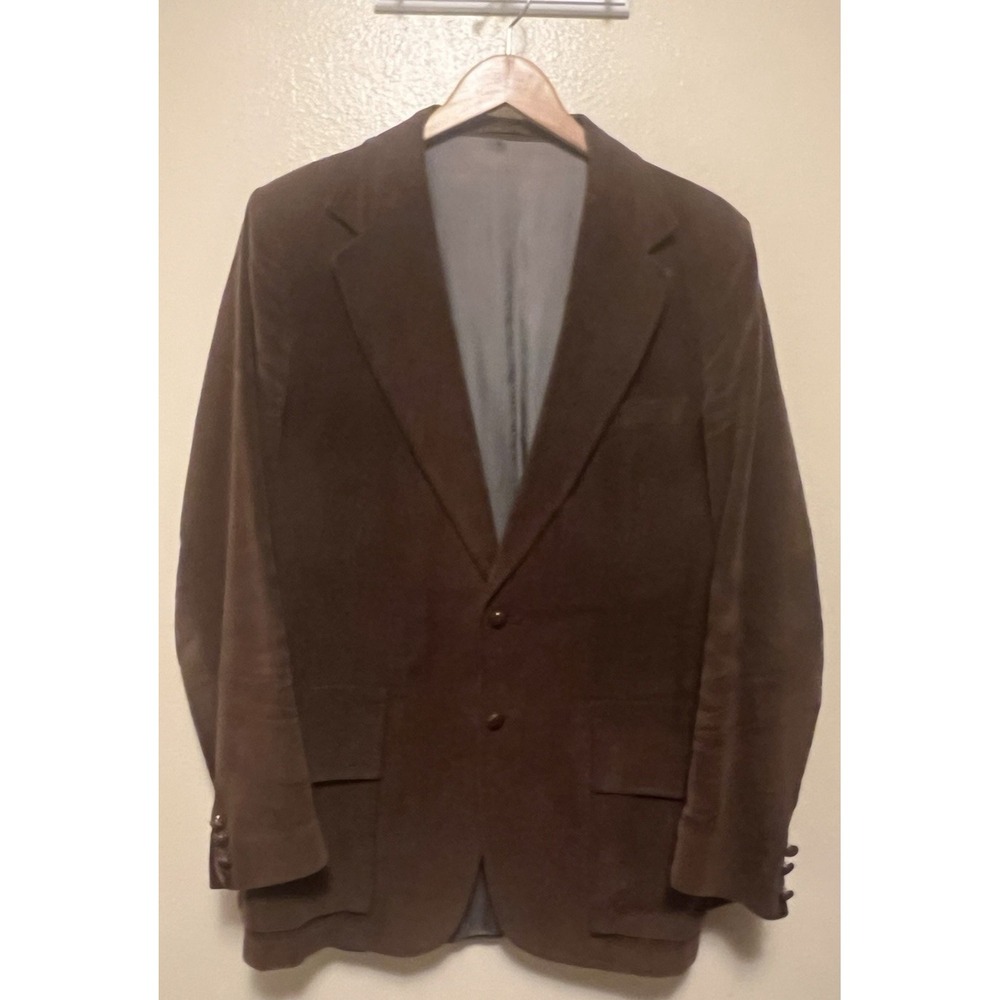 Vtg Moby by Peters Jacket Blazer Leisure Sport Coat Corduroy Brown Disco Men's
